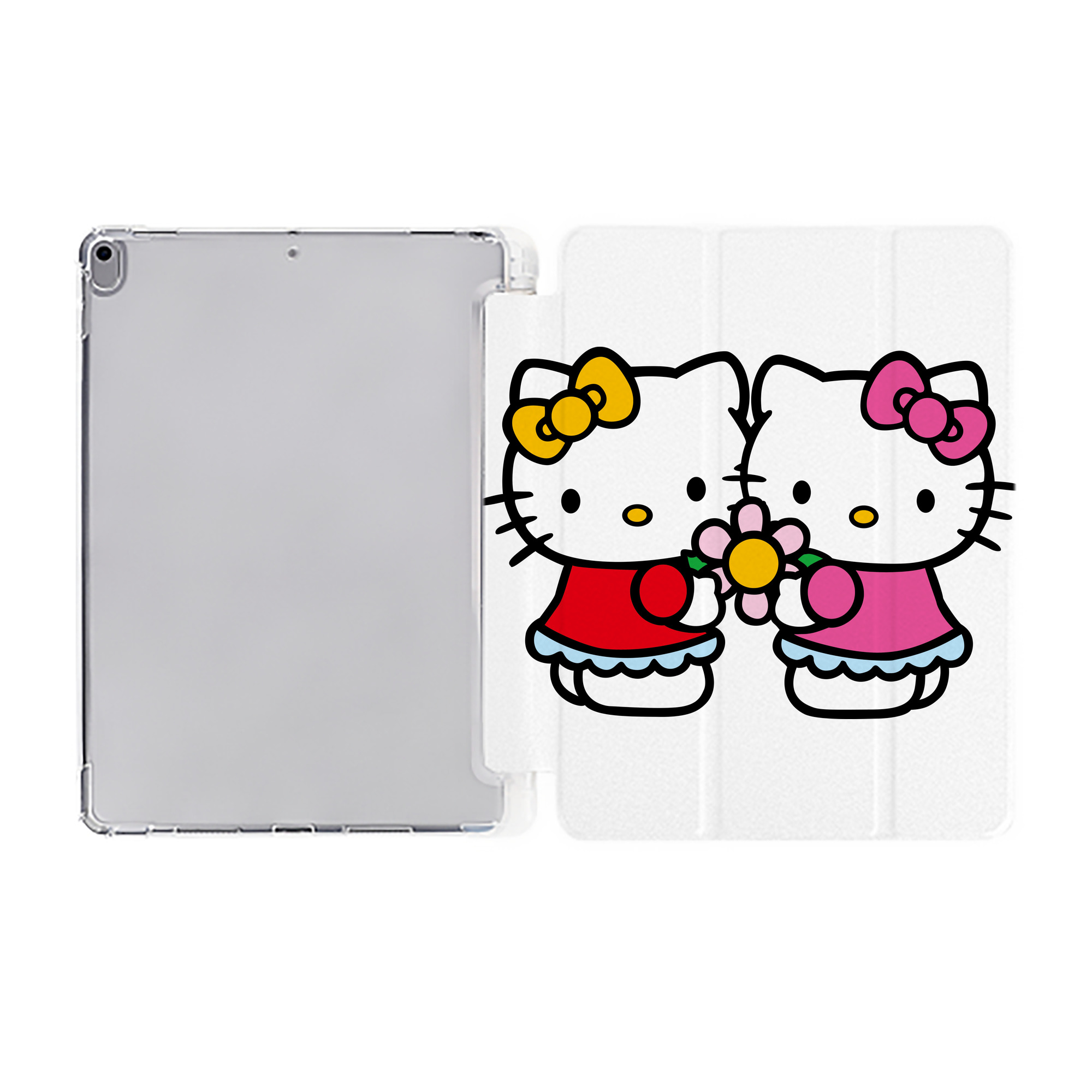 （画像用） Hello Kitty ハローキティ IPad ケース ペン収納付き 三つ折りスタンド PUレザー×シリコン 対応機種9.5/10.5/10.9インチ